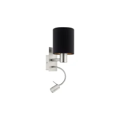 Eglo Vägglampa Pasteri Stål Satin Nickel 40 | IP20 - Inkl. Spot och Exkl. 1x E27