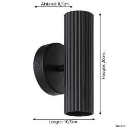 Eglo Vägglampa Portillo Stål Svart Up & Down | Passande för 2x GU10