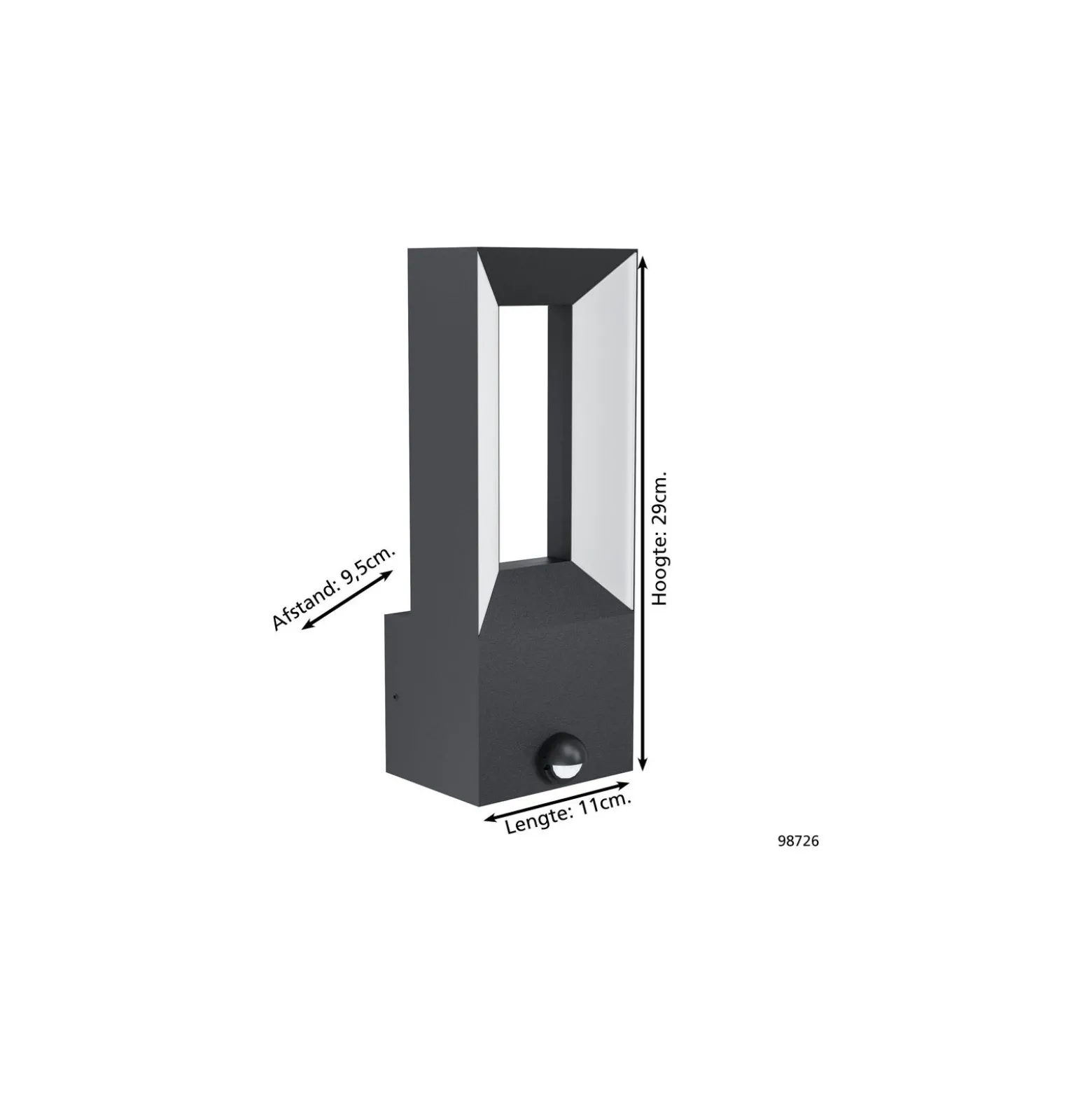Eglo Vägglampa Riforano Aluminium Svart 5W 550lm - 830 Varm Vit | IP44 - Rörelsesensor
