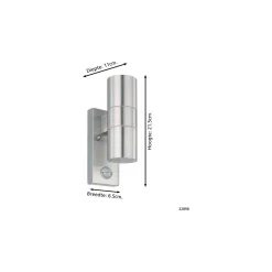Eglo Vägglampa Riga 5 Rostfritt Stål Up & Down 2W 250lm - 830 Varm Vit | IP44 - Rörelsesensor