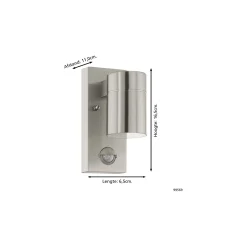 Eglo Vägglampa Riga 5 Rostfritt Stål 2W 250lm - 830 Varm Vit | IP44 - Rörelsesensor