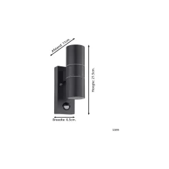 Eglo Vägglampa Riga 5 Stål Antracit Up & Down 2W 250lm - 830 Varm Vit | IP44 - Rörelsesensor