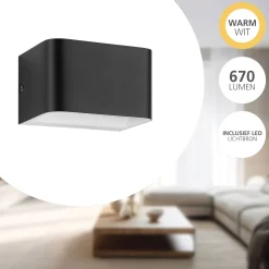 Eglo Vägglampa Sania 4 Aluminium Svart Vit 6W 670lm - 830 Varm Vit