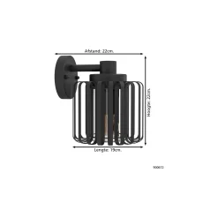 Eglo Vägglampa Selinus Stål Svart | IP65 - Passande för 1x E27
