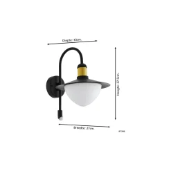 Eglo Vägglampa Sirmione Stål Svart | IP44 - Passande för 1x E27 - Rörelsesensor