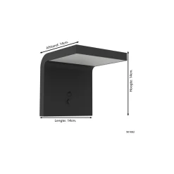 Eglo Vägglampa Spiante Solar Svart 6W 800lm - 840 Kallvit | IP65 - Rörelsesensor
