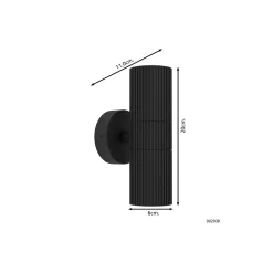 Eglo Vägglampa Tomelloso Utomhus Aluminium Svart Up & Down | Passande för 2x GU10