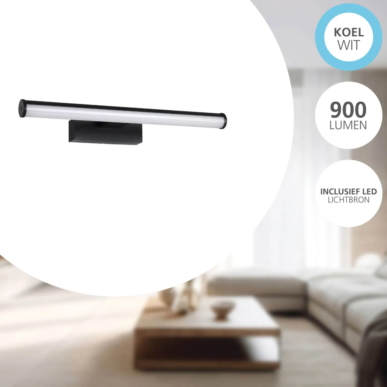 Eglo Vägglampa Vadumi Plast Svart Vit 74W 900lm - 840 Kallvit | IP44