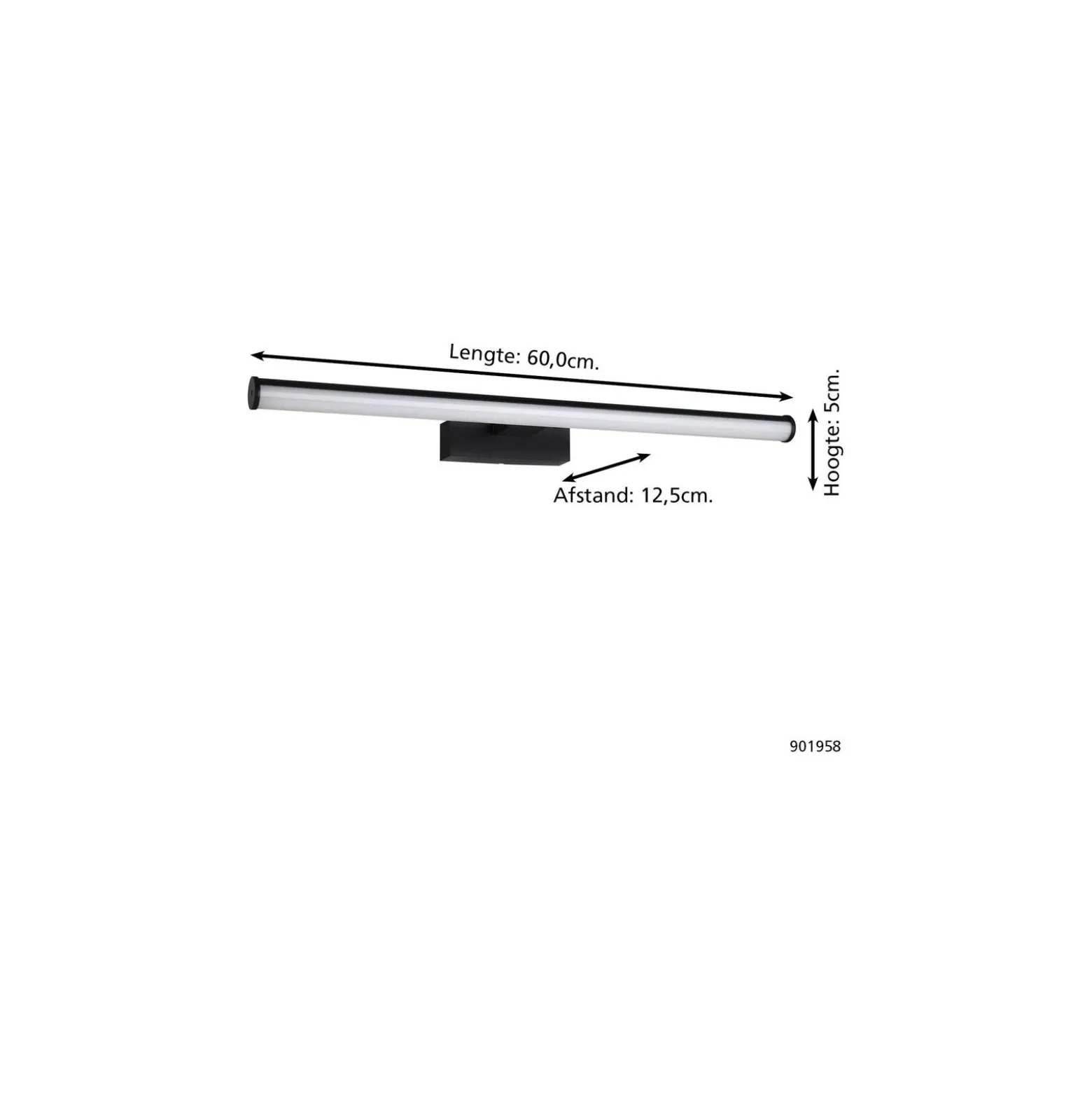 Eglo Vägglampa Vadumi Svart Badrumsbelysning 11W 1350lm - 840 Kallvit | IP44