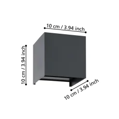 Eglo Vägglampa Valmontone Aluminium Svart 15W 400lm - 830 Varm Vit
