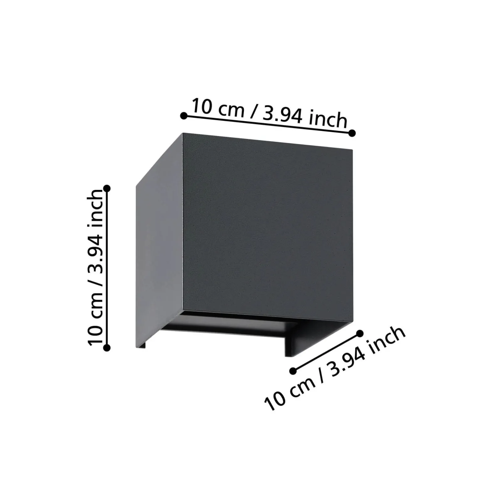 Eglo Vägglampa Valmontone Aluminium Svart 15W 400lm - 830 Varm Vit