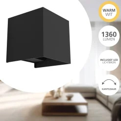 Eglo Vägglampa Valmontone Aluminium Svart 15W 400lm - 830 Varm Vit