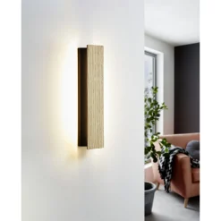Eglo Vägglampa Zubialde Stål Svart Trä 12W 1550lm - 830 Varm Vit