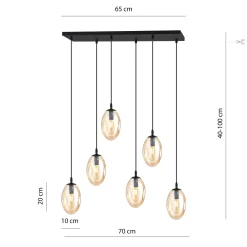Emibig Pendellampa Astral Stål Svart | Passande för 6x E14 - Max 10W