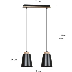 Emibig Pendellampa Bolero Stål Svart | Passande för 2x E27 - Max 15W
