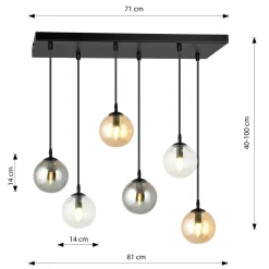 Emibig Pendellampa Cosmo Stål Svart | Passande för 6x E14 - Max 10W