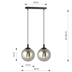 Emibig Pendellampa Cosmo Stål Svart | Passande för 2x E14 - Max 10W