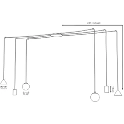 Emibig Pendellampa Fuji Stål Guld | Passande för 2x E14 - Max 10W, 2x GU10 - Max 10W, 2x GX53 - Max 10W