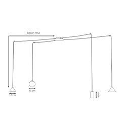 Emibig Pendellampa Fuji Stål Svart | Passande för 1x E14 - Max 10W, 1x GU10 - Max 10W, 2x GX53 - Max 10W