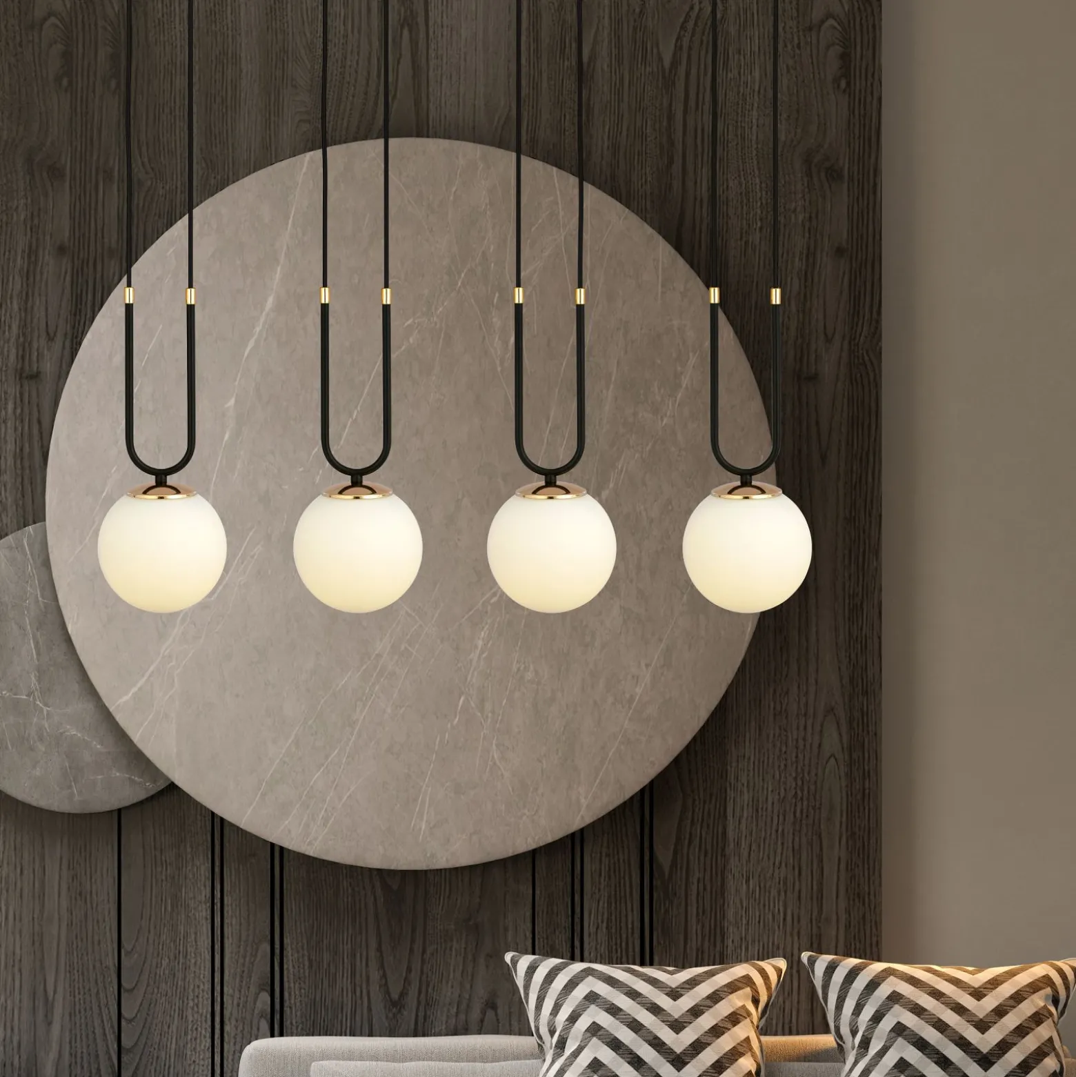 Emibig Pendellampa Glam Stål Svart | Passande för 4x E14 - Max 10W