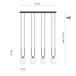 Emibig Pendellampa Glam Stål Svart | Passande för 4x E14 - Max 10W