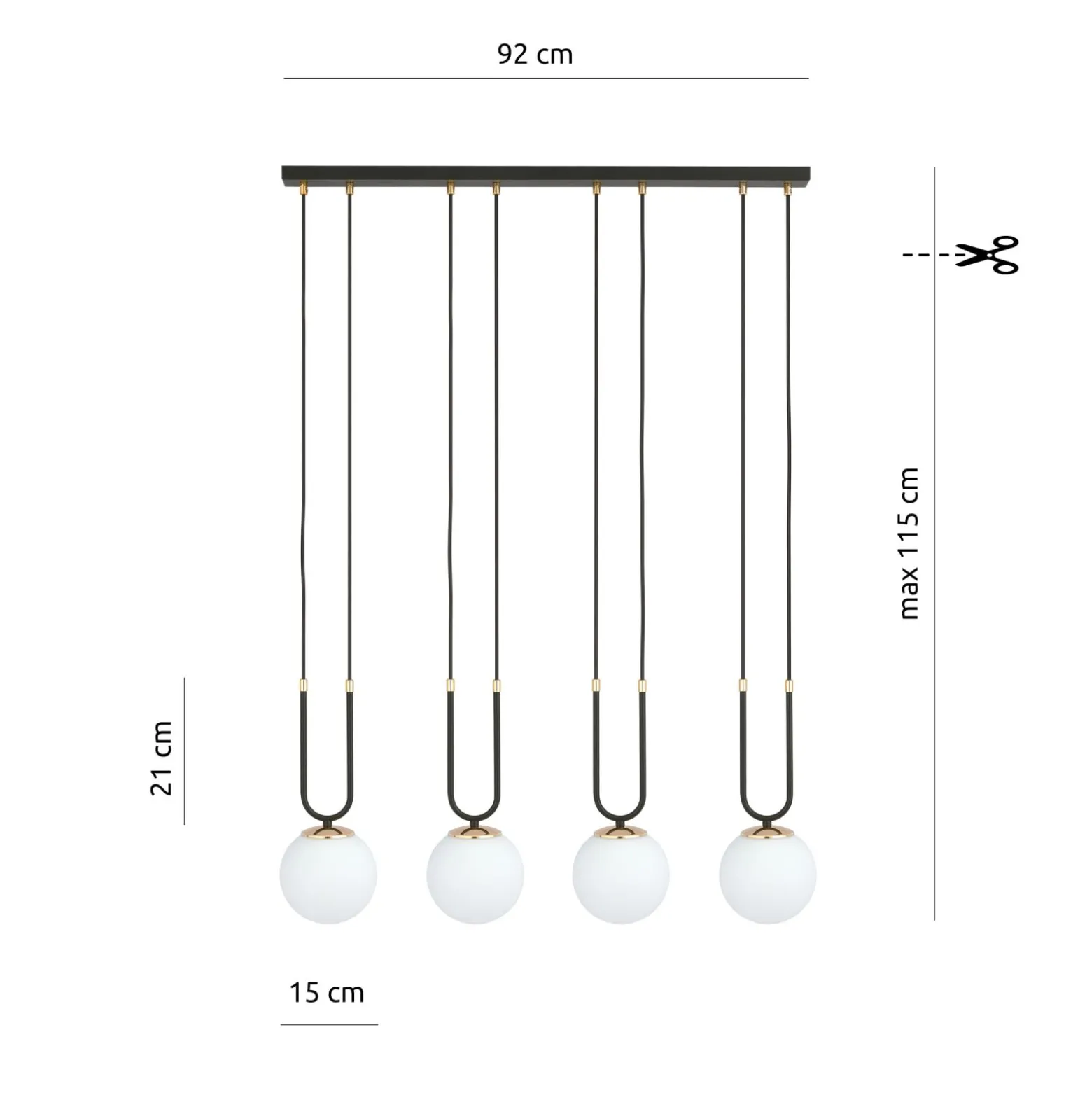 Emibig Pendellampa Glam Stål Svart | Passande för 4x E14 - Max 10W