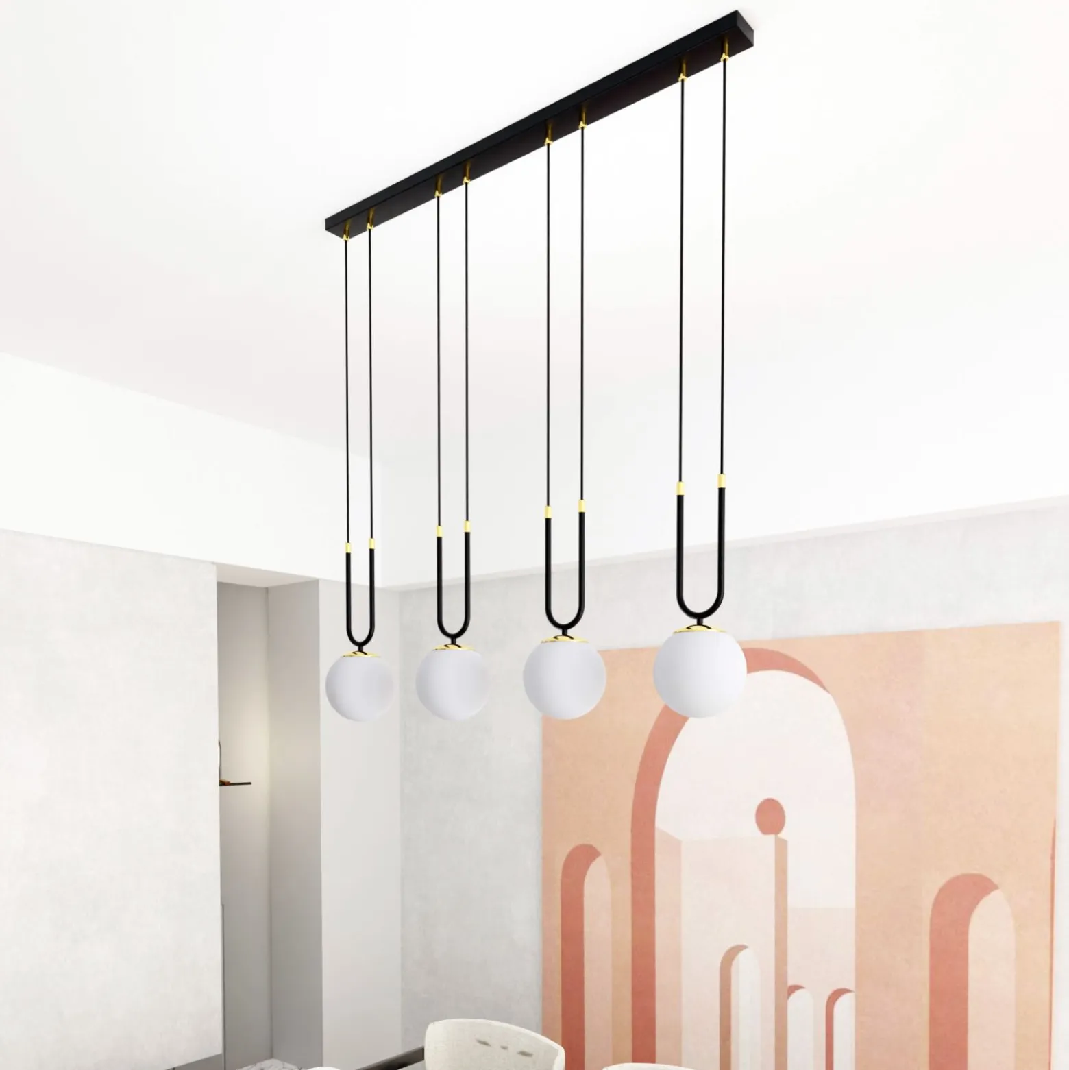 Emibig Pendellampa Glam Stål Svart | Passande för 4x E14 - Max 10W