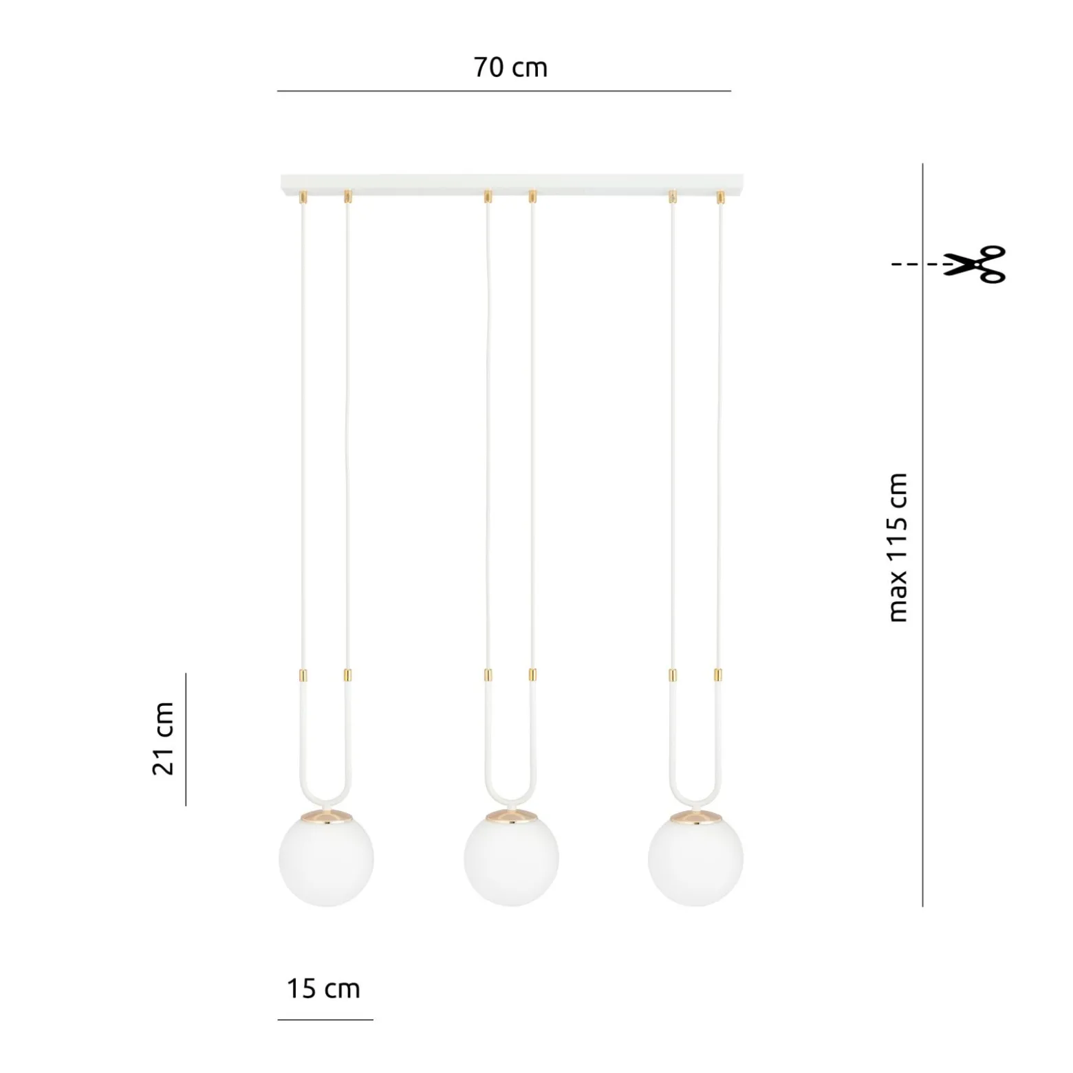 Emibig Pendellampa Glam Stål Vit | Passande för 3x E14 - Max 10W