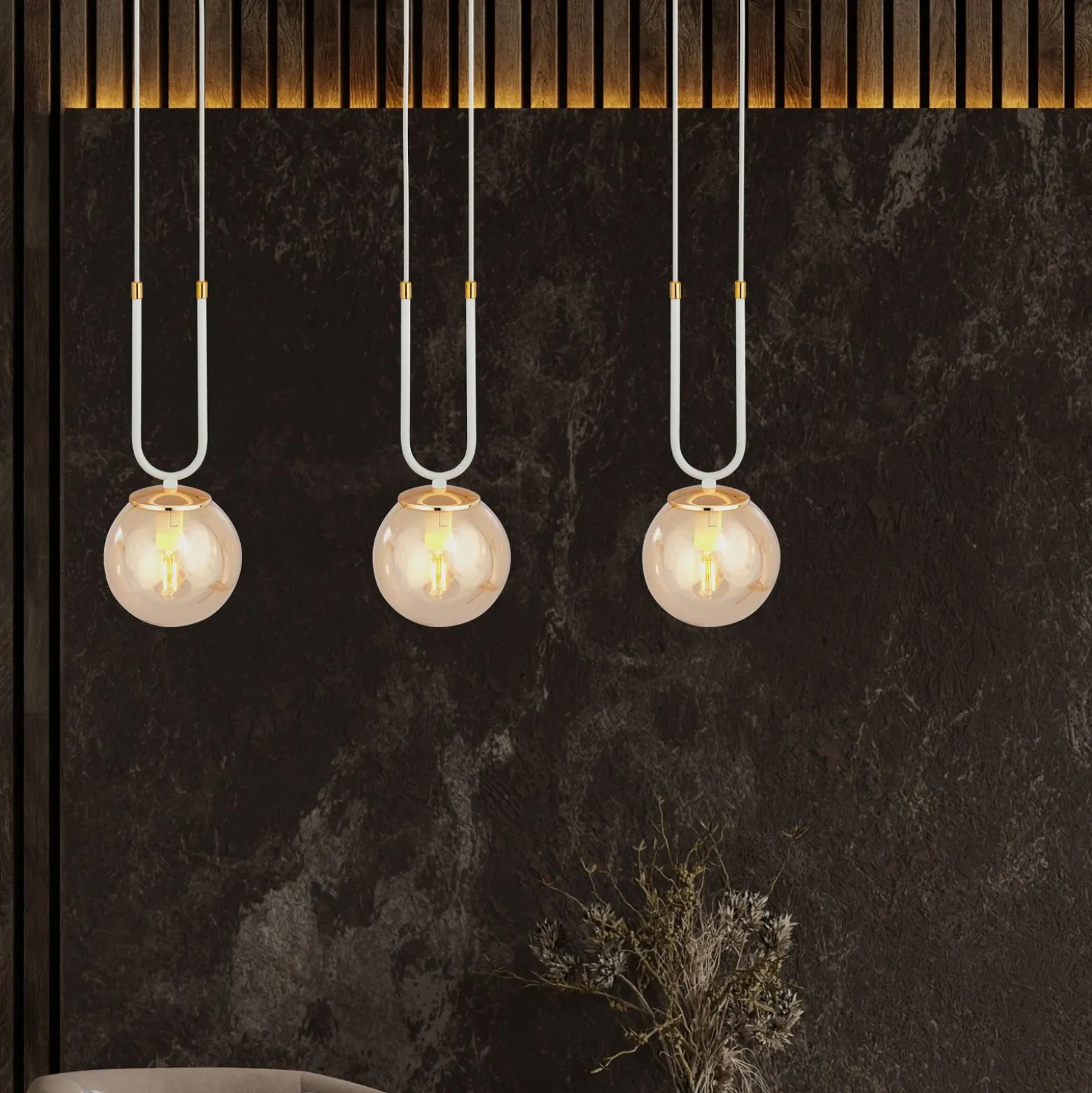 Emibig Pendellampa Glam Stål Vit | Passande för 3x E14 - Max 10W