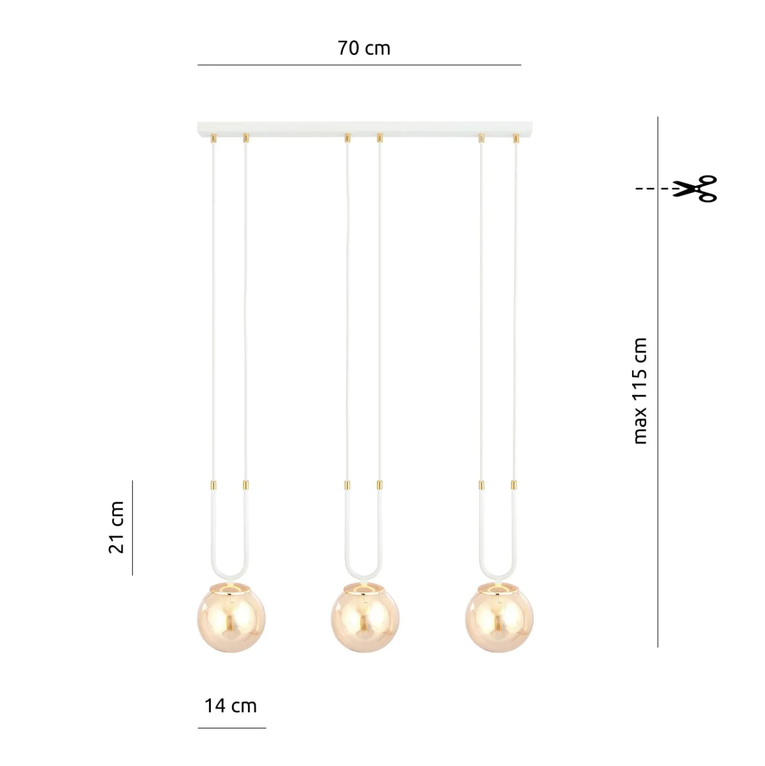 Emibig Pendellampa Glam Stål Vit | Passande för 3x E14 - Max 10W