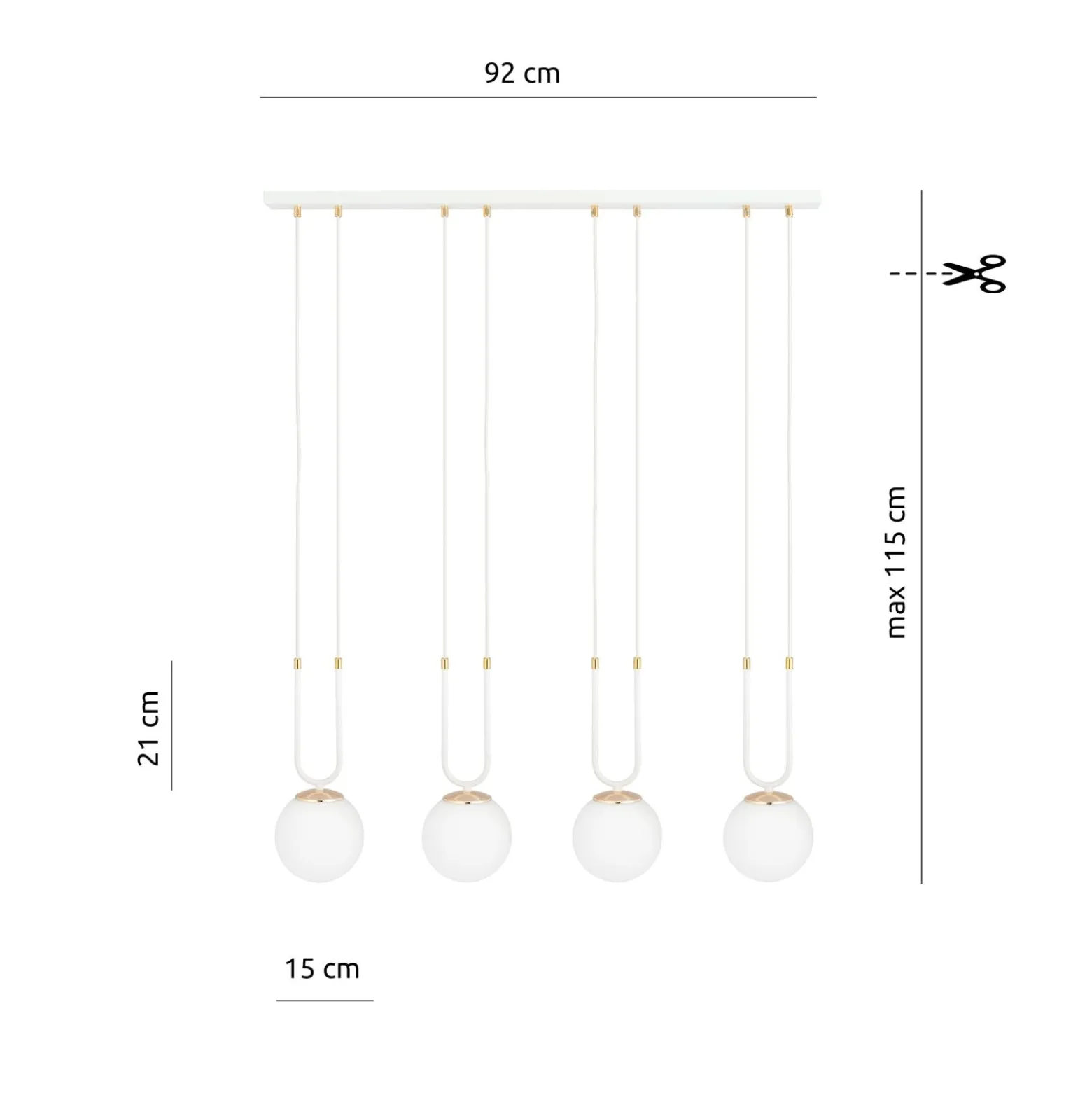 Emibig Pendellampa Glam Stål Vit | Passande för 4x E14 - Max 10W