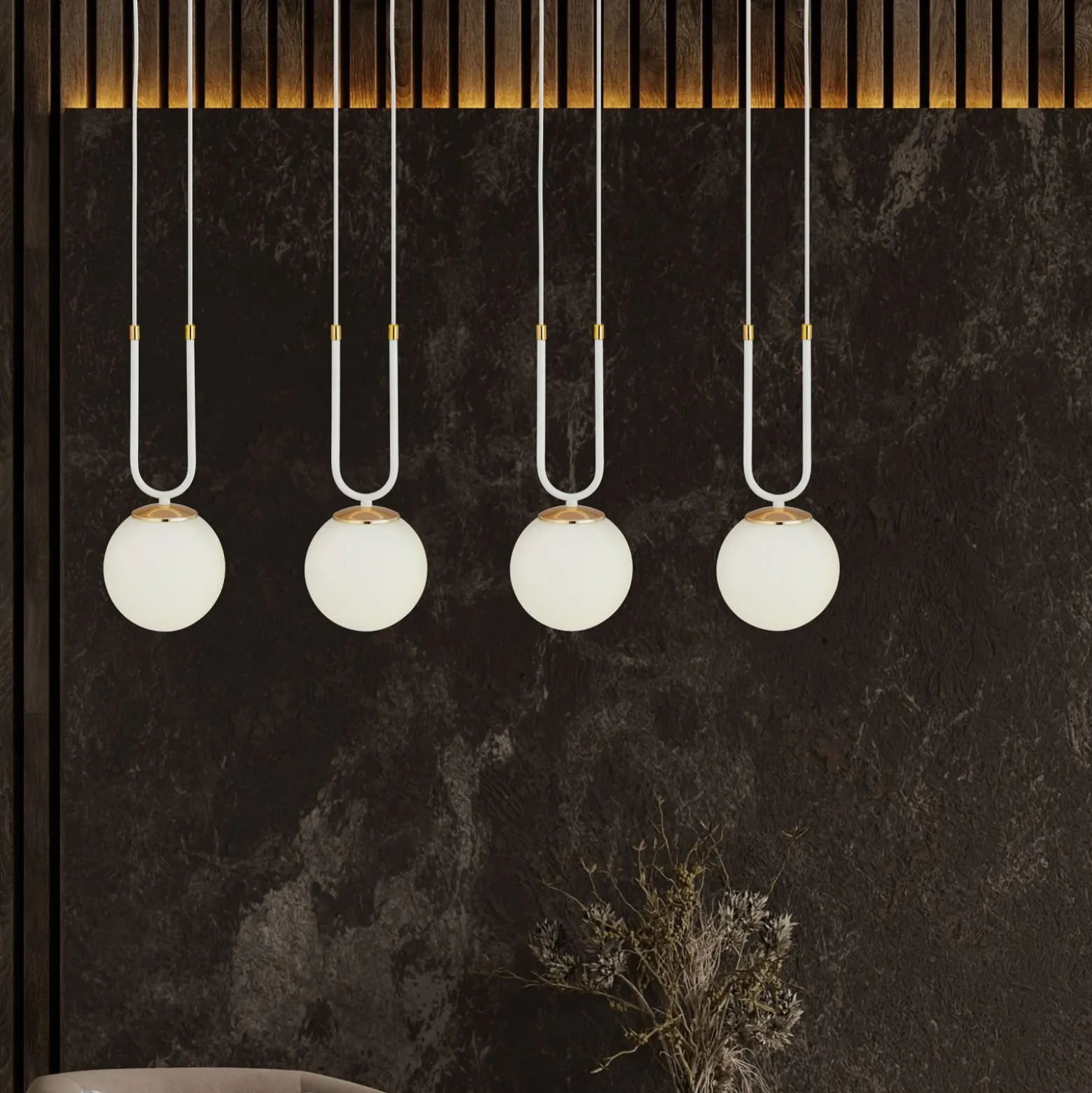 Emibig Pendellampa Glam Stål Vit | Passande för 4x E14 - Max 10W