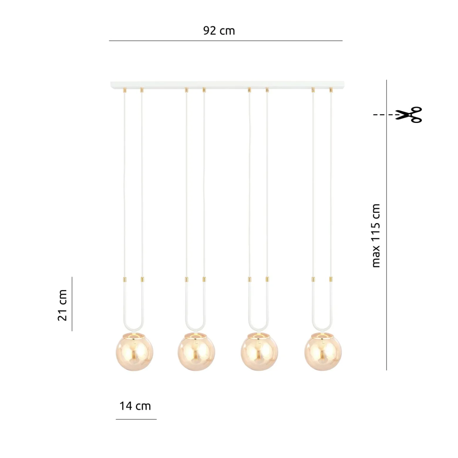 Emibig Pendellampa Glam Stål Vit | Passande för 4x E14 - Max 10W