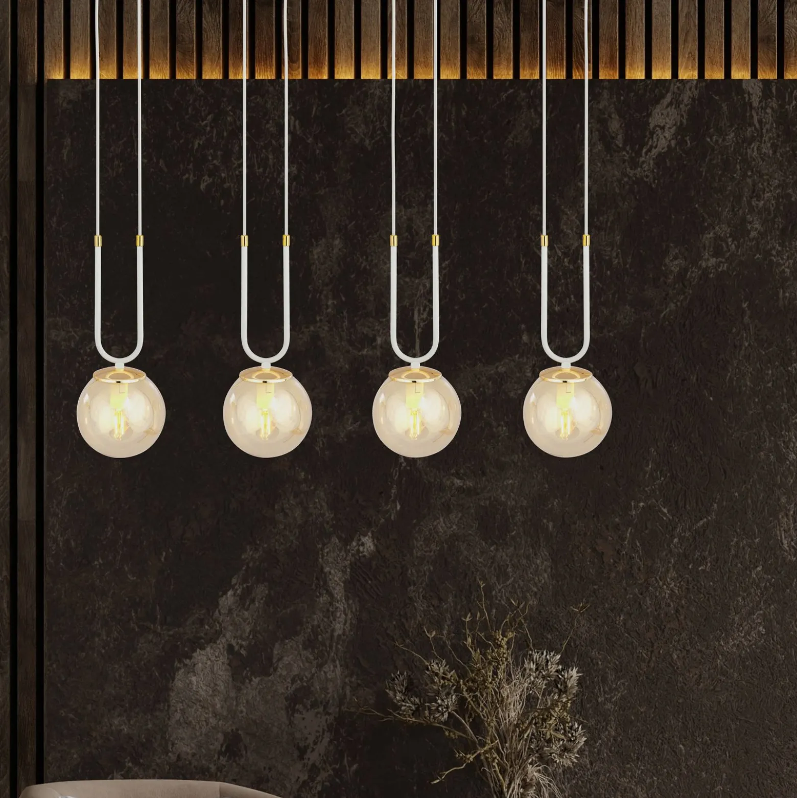 Emibig Pendellampa Glam Stål Vit | Passande för 4x E14 - Max 10W