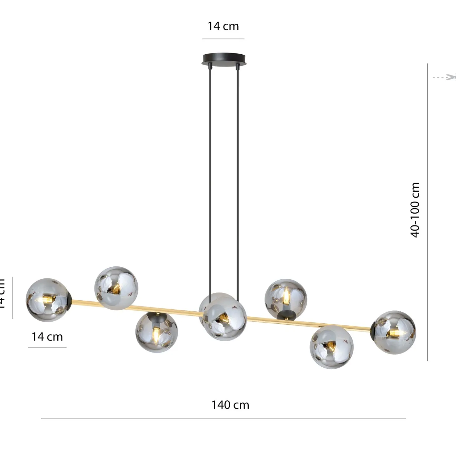 Emibig Pendellampa Gravity Stål Svart | Passande för 8x E14 - Max 10W
