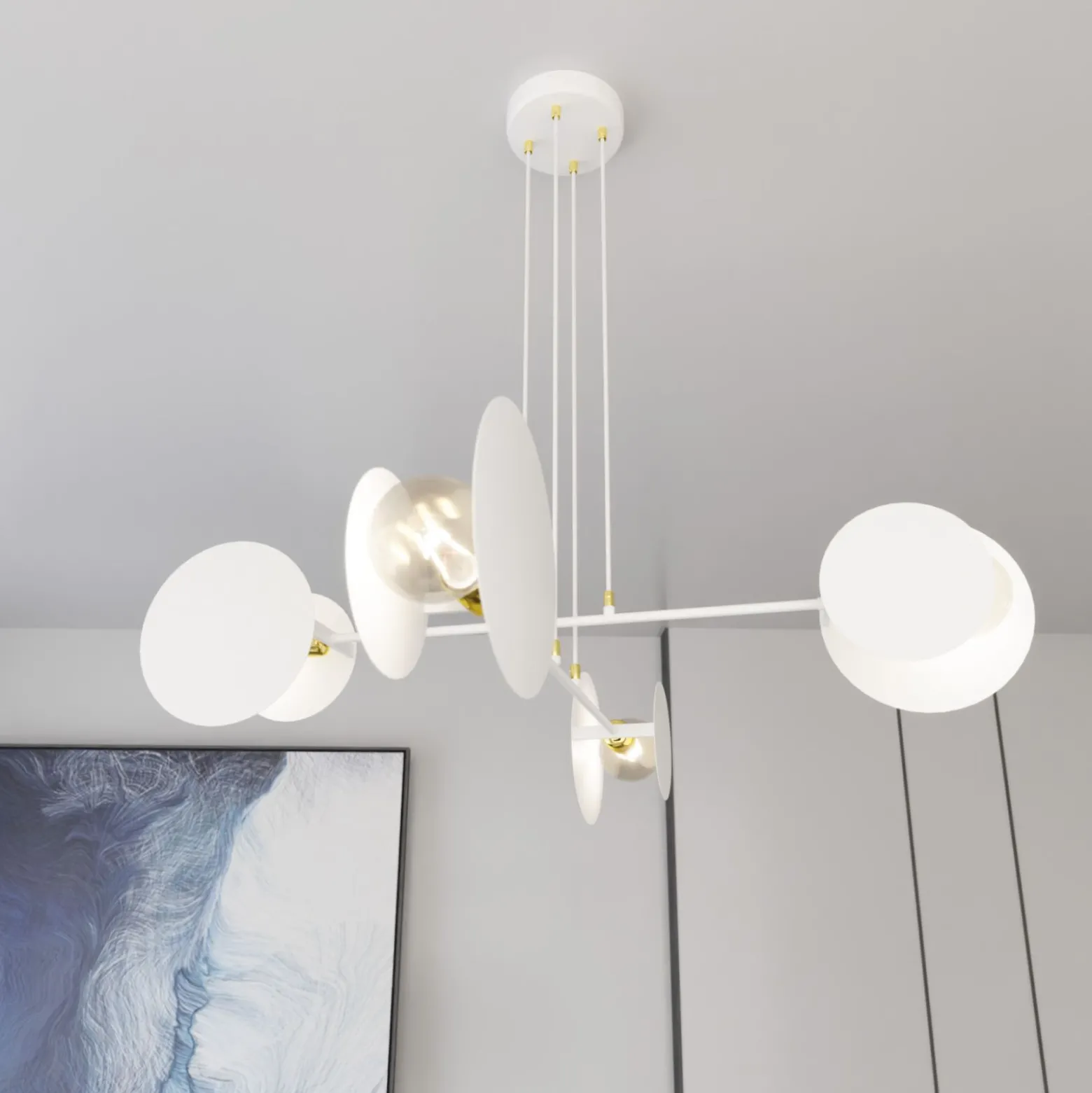 Emibig Pendellampa Idea Stål Vit | Passande för 4x E27 - Max 10W