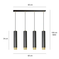 Emibig Pendellampa Kibo Stål Svart | Passande för 4x GU10 - Max 10W
