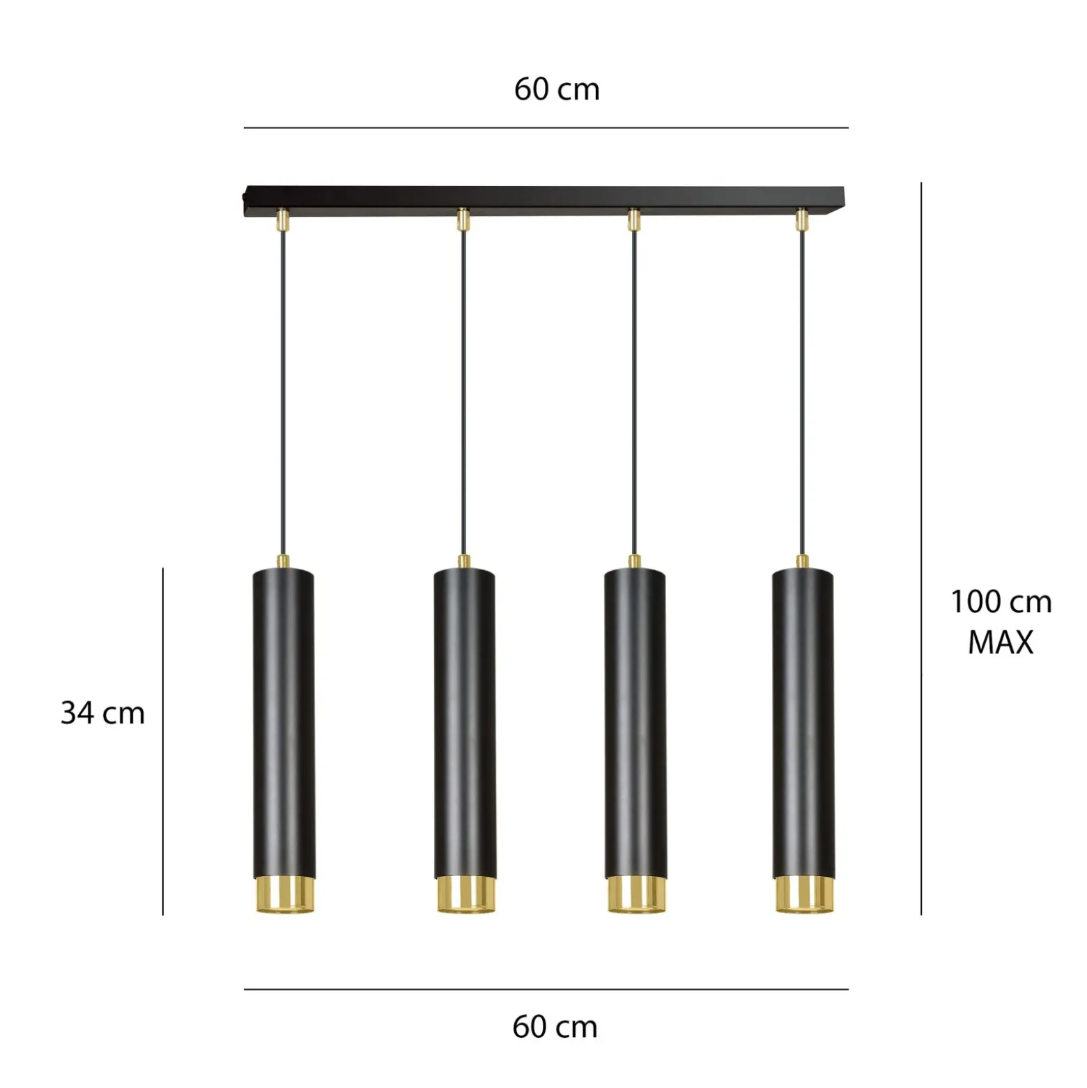 Emibig Pendellampa Kibo Stål Svart | Passande för 4x GU10 - Max 10W