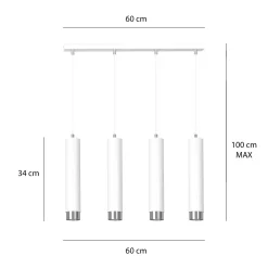 Emibig Pendellampa Kibo Stål Vit | Passande för 4x GU10 - Max 10W
