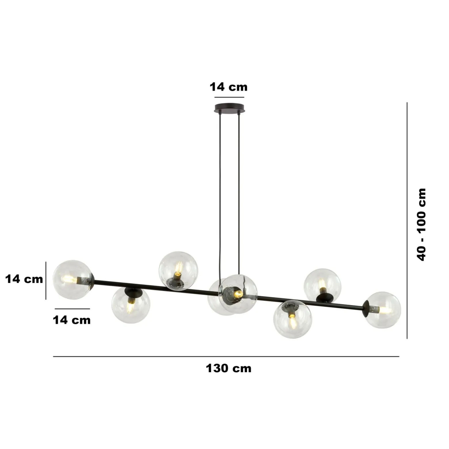 Emibig Pendellampa Rossi Stål Svart | Passande för 8x E14 - Max 10W