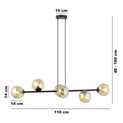 Emibig Pendellampa Rossi Stål Svart | Passande för 6x E14 - Max 10W