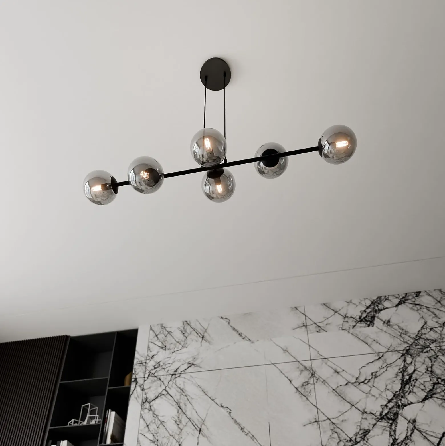 Emibig Pendellampa Rossi Stål Svart | Passande för 6x E14 - Max 10W