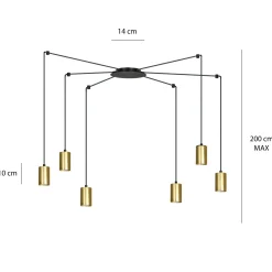Emibig Pendellampa Traker Stål Svart | Passande för 6x GU10 - Max 10W
