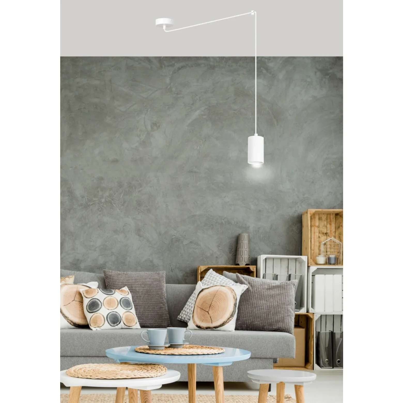 Emibig Pendellampa Traker Stål Vit | Passande för 1x GU10 - Max 10W