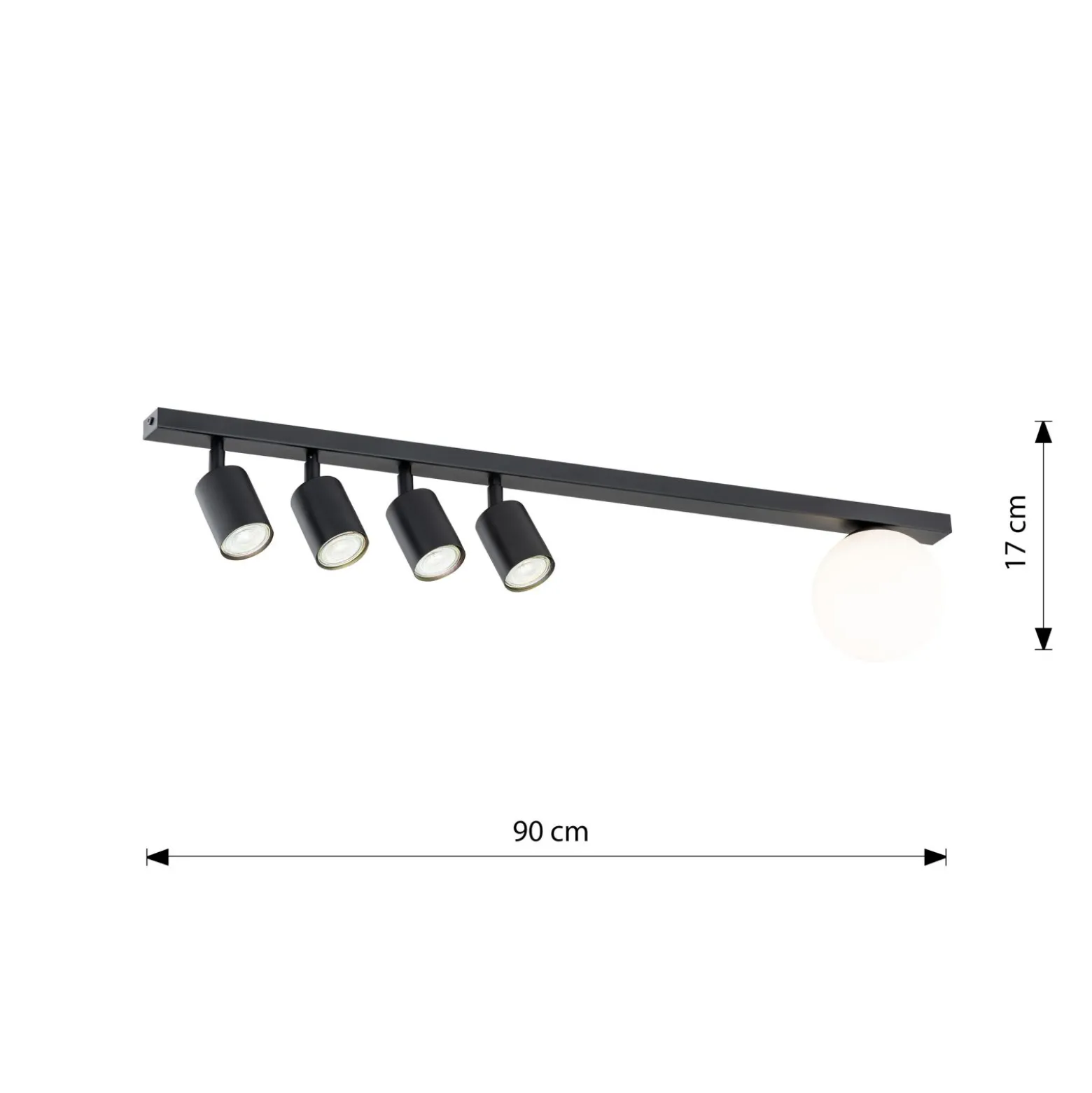 Emibig Taklampa Baster Stål Svart | Passande för 4x GU10 - Max 8W, 1x E14 - Max 10W
