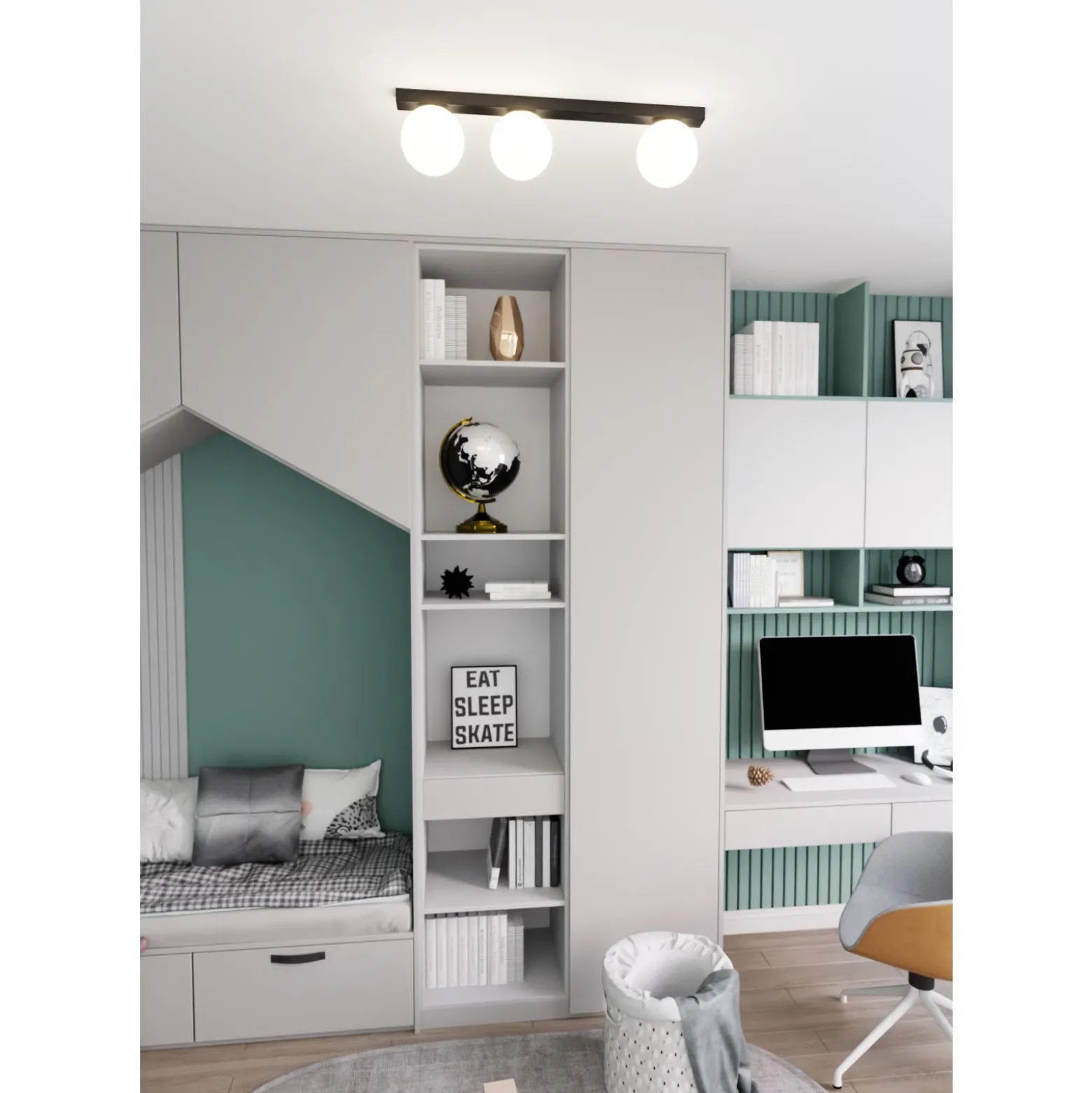 Emibig Taklampa Fit Stål Svart | Passande för 3x E14 - Max 10W
