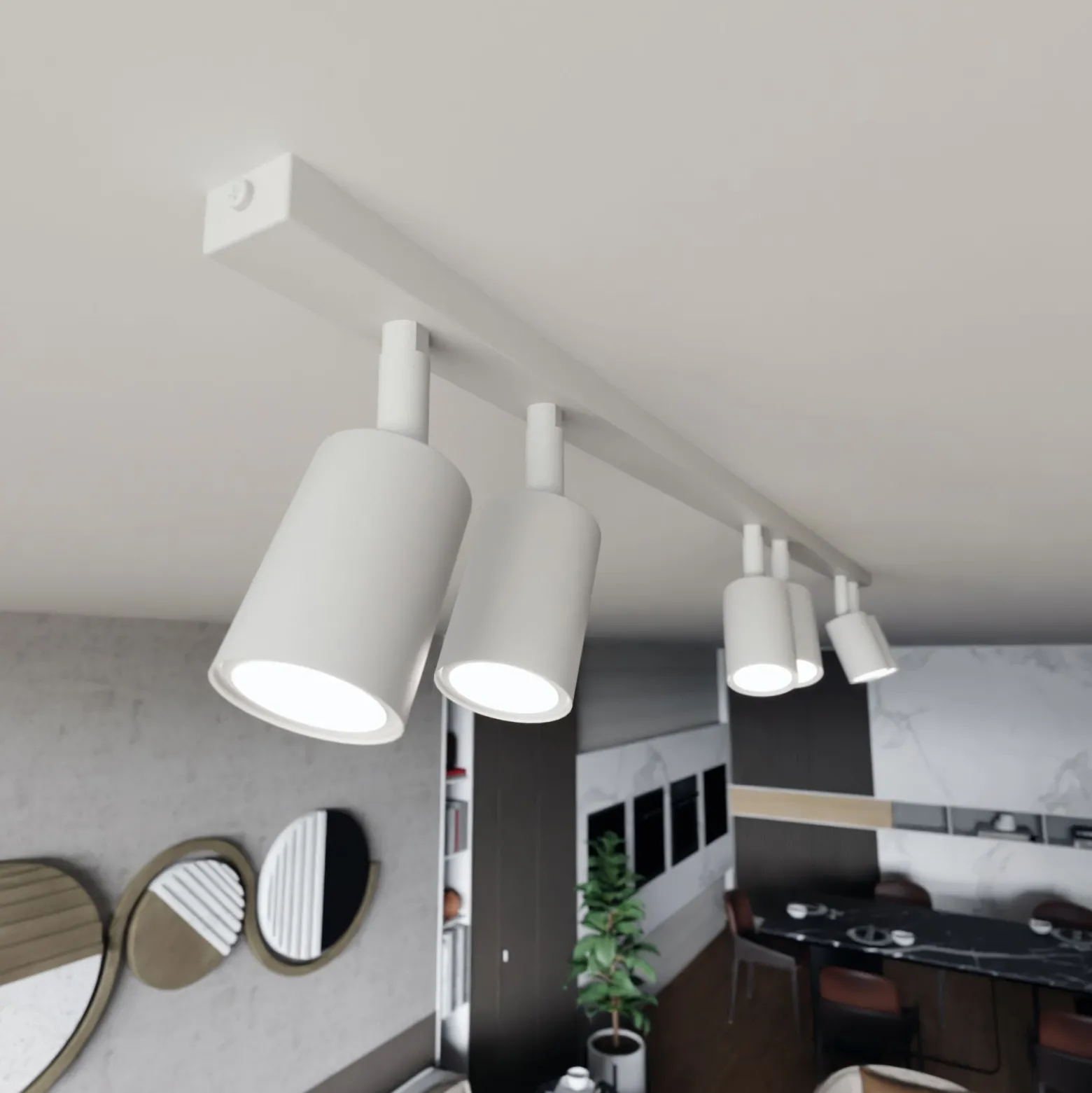 Emibig Taklampa Flash Stål Svart | Passande för 6x GU10 - Max 8W