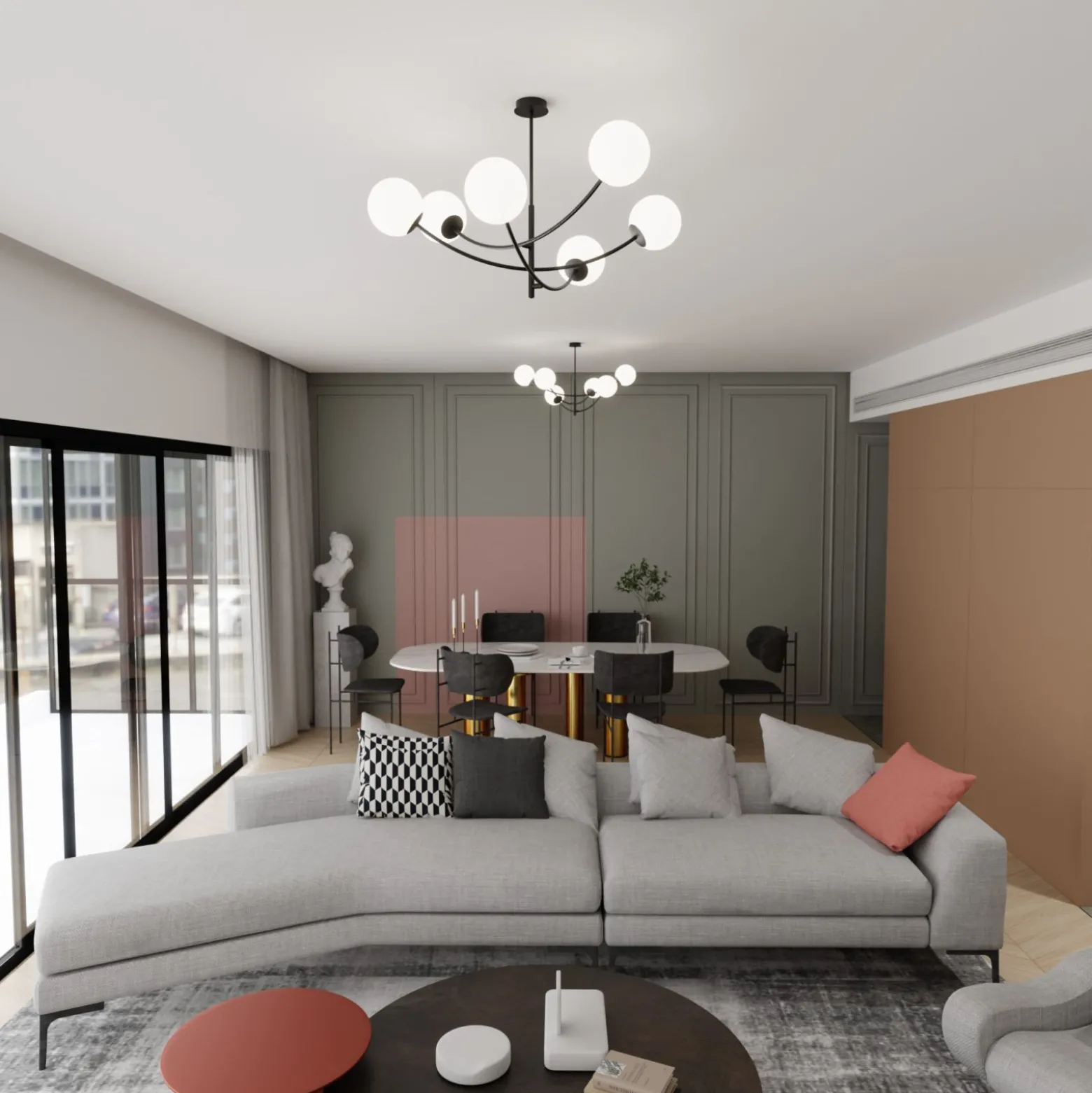 Emibig Taklampa Hunter Stål Svart | Passande för 6x E14 - Max 10W