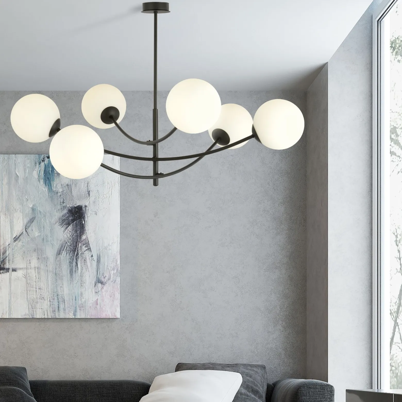 Emibig Taklampa Hunter Stål Svart | Passande för 6x E14 - Max 10W