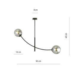 Emibig Taklampa Hunter Stål Svart | Passande för 2x E14 - Max 10W